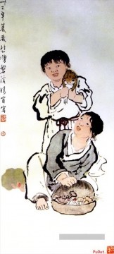  enfants tableaux - XU Beihong enfants vieille Chine encre